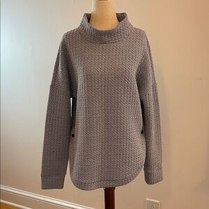 GapFit Textured Funnel Neck Pullover Sweater Black White Knit Women’s M Tall